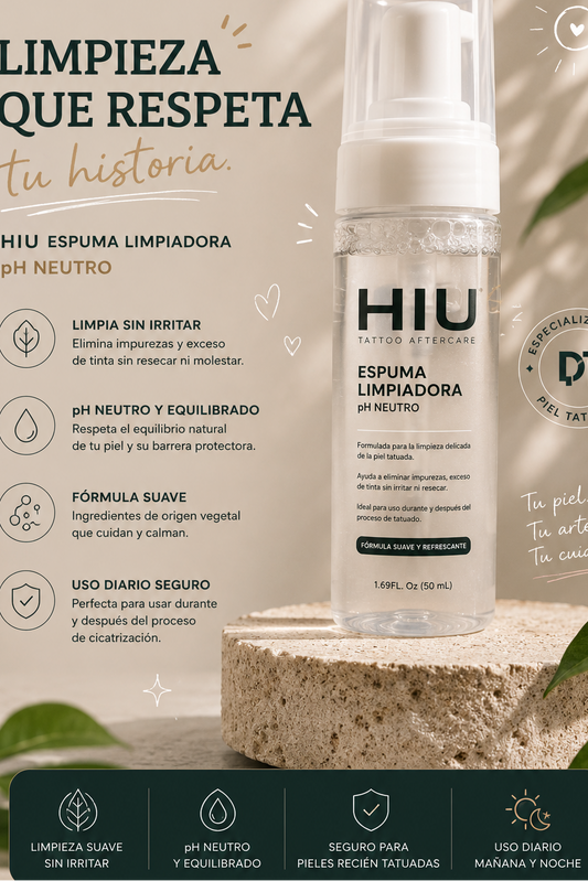 Espuma Limpiadora pH Neutro Para Piel Tatuada | HIU Recomienda Dermatinta
