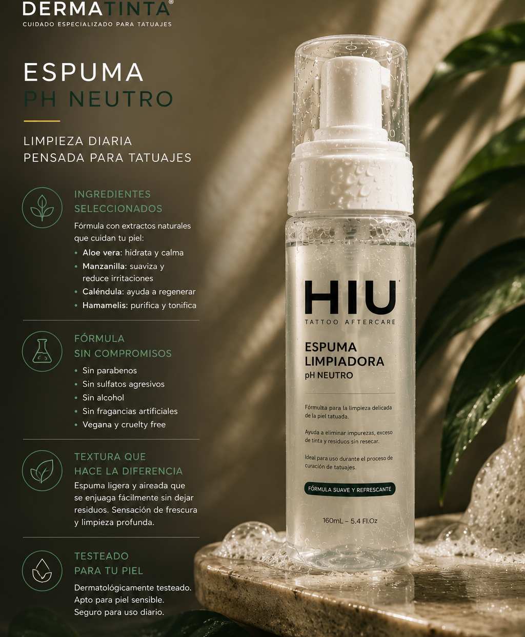 Espuma Limpiadora pH Neutro Para Piel Tatuada | HIU Recomienda Dermatinta