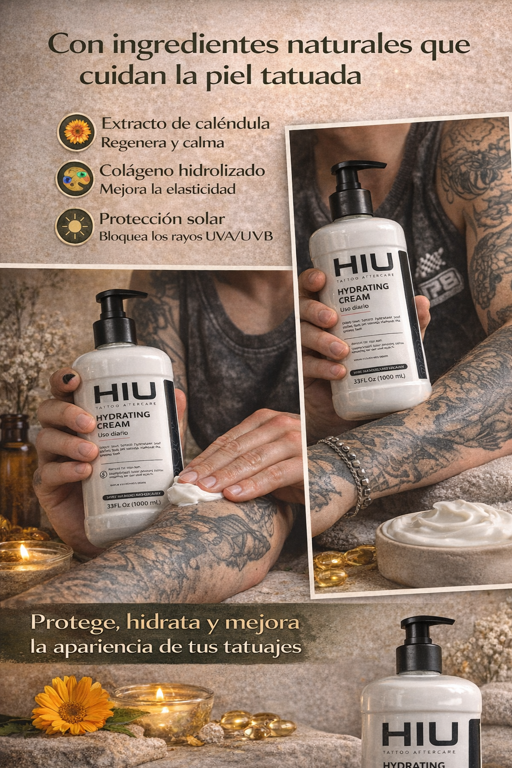 HIU Crema Hidratante para Piel Tatuada 300ml